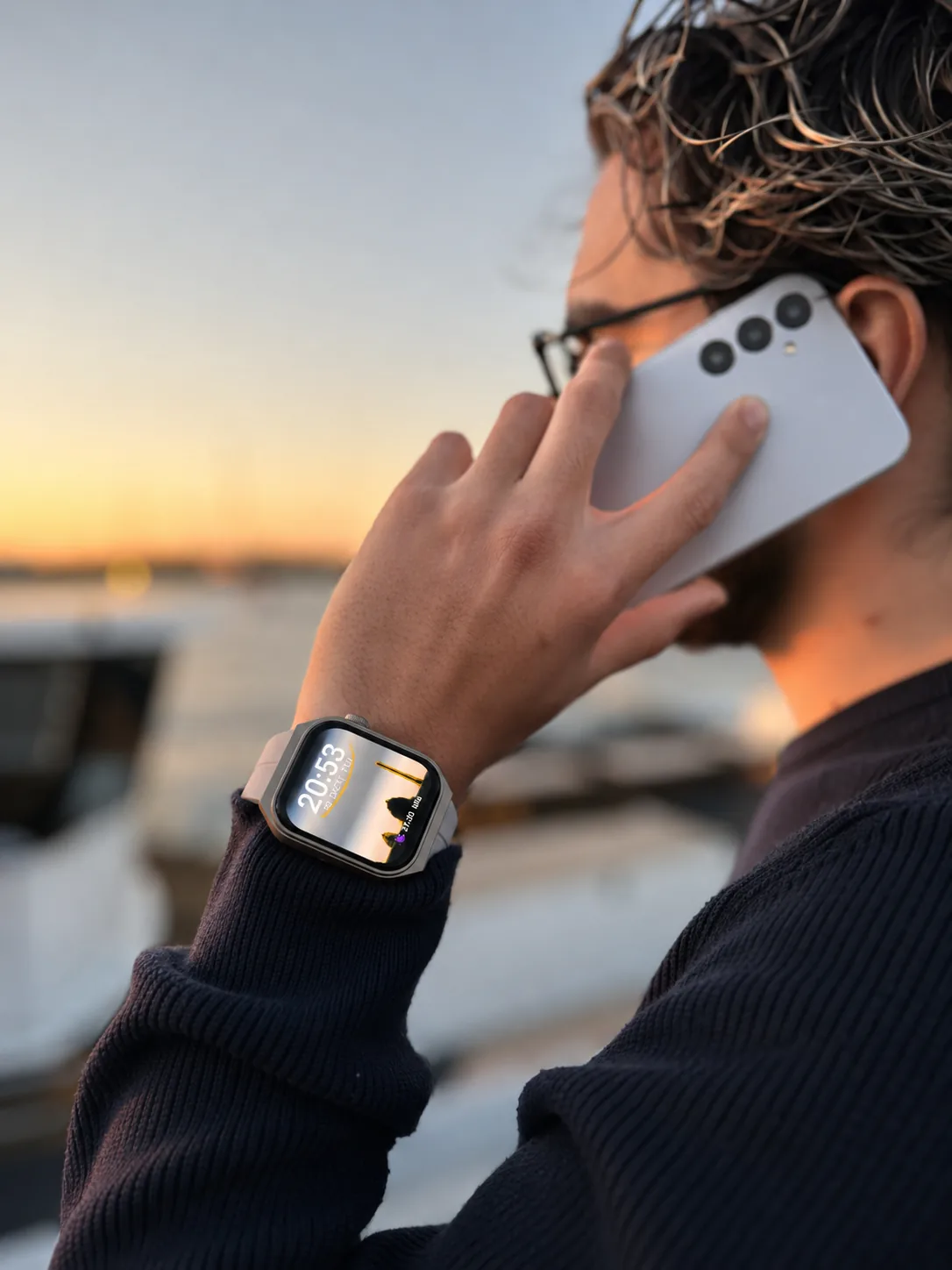 Silver M² Watch — golden hour